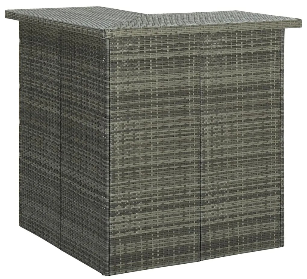 8 pcs conjunto de bar p/ jardim c/ almofadões vime PE cinzento