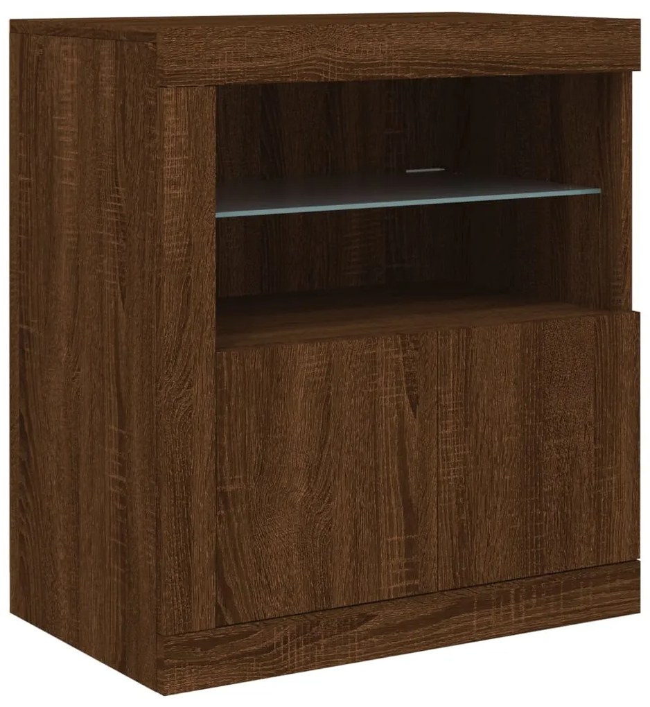 Aparador com luzes LED 162x37x67 cm carvalho castanho