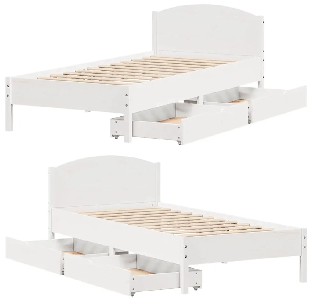 Cama sem colchão 100x200 cm madeira de pinho maciça branco