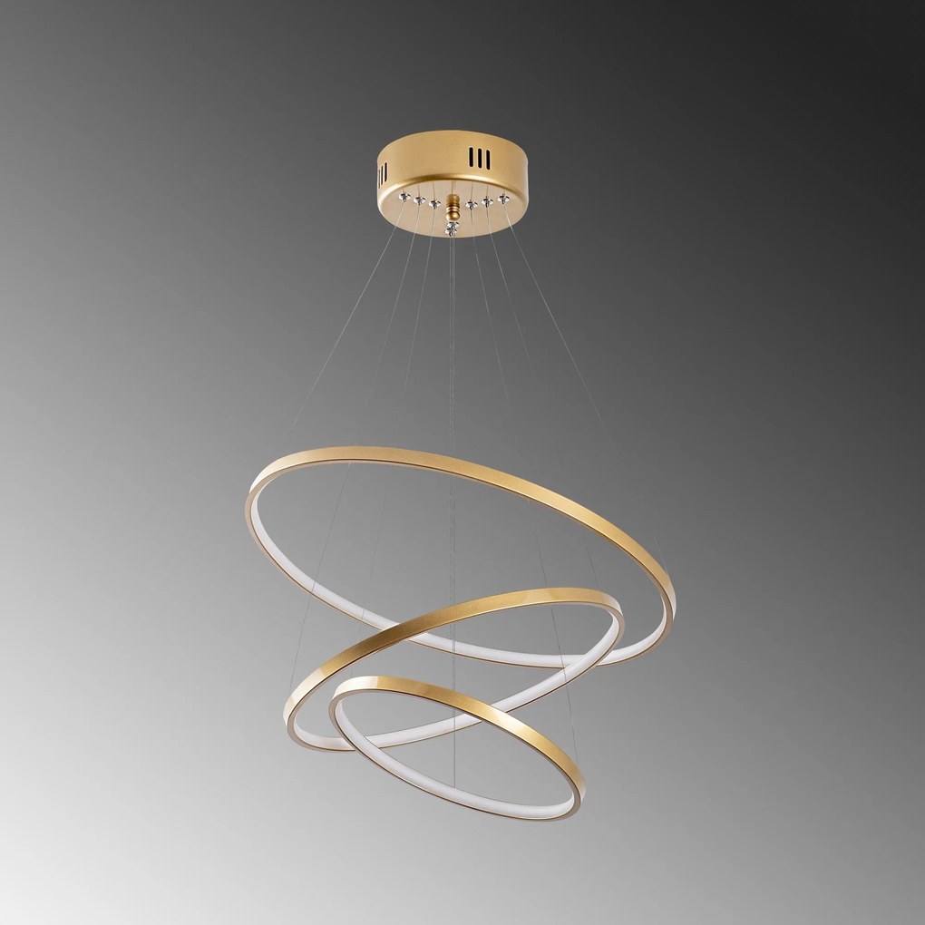 Candeeiro de Teto LED "Simit" Regulável – Dourado – 50x50x80 cm – Desi