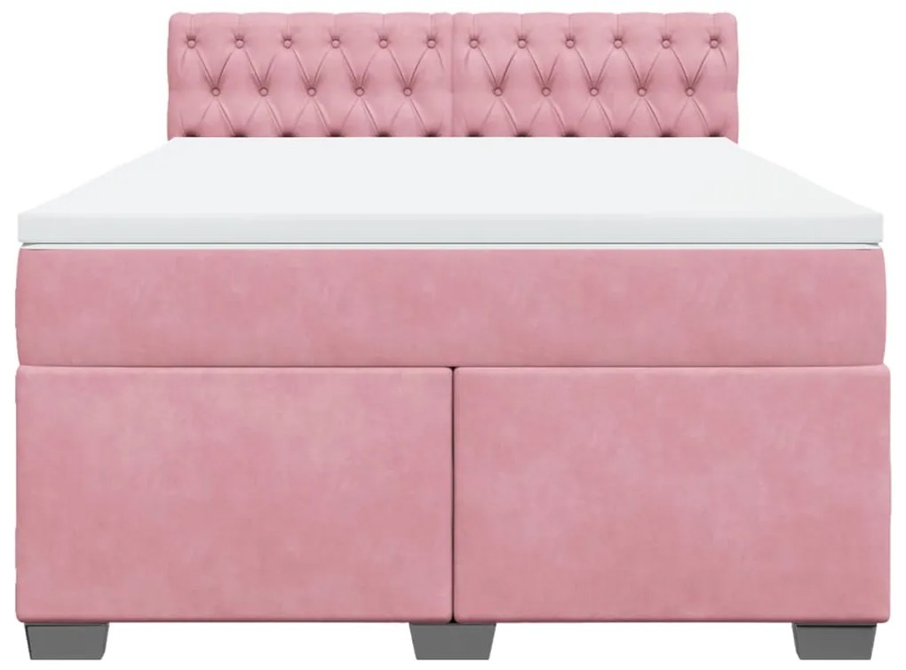 Cama com molas/colchão 140x200 cm veludo rosa-escuro