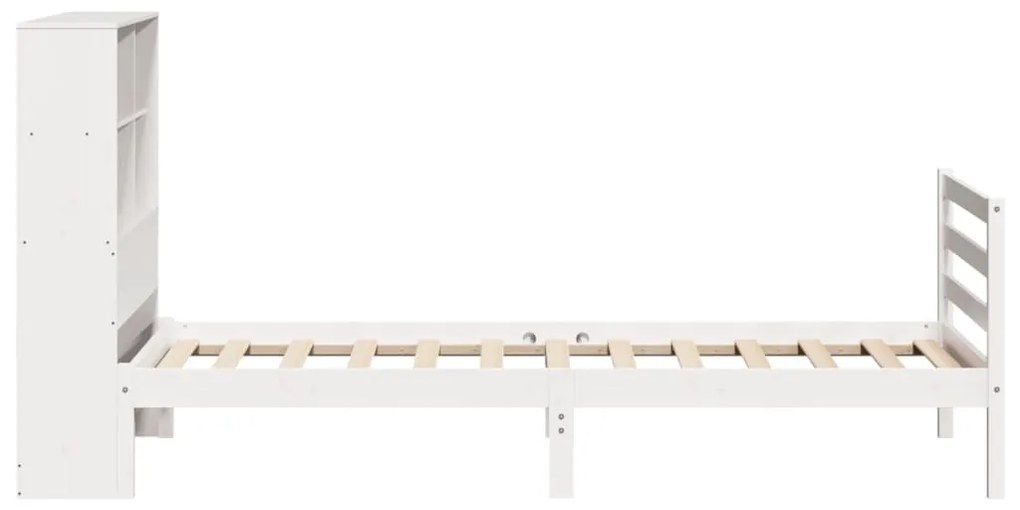 Cama com estante sem colchão 90x200 cm pinho maciço branco