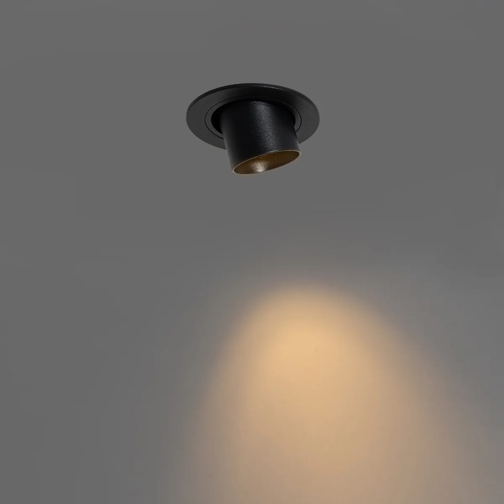 Foco embutido moderno preto GU10 35mm redondo inclinável - Installa