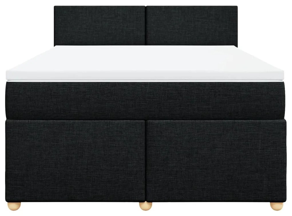 Cama com molas/colchão 160x200 cm tecido preto