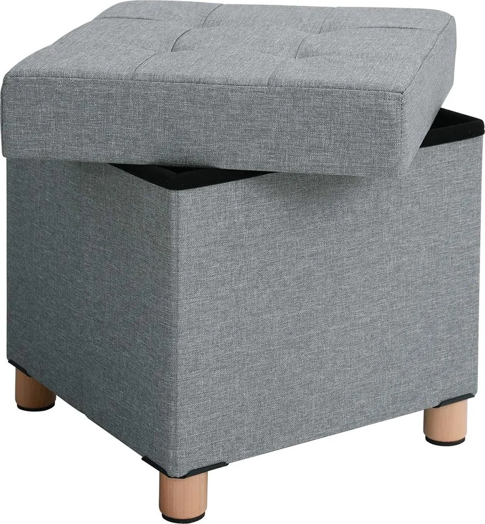 Banco com arrumação dobrável 38 x 38 x 40 cm Cinzento Claro