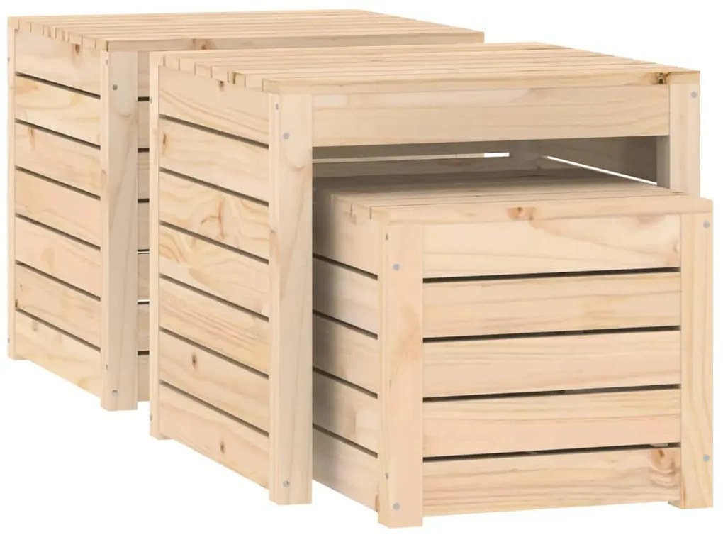 3 pcs conjunto de caixas de jardim madeira de pinho maciça