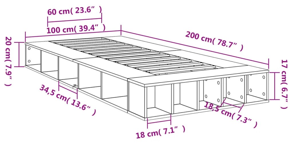 Estrutura de cama 100x200 cm derivados de madeira branco