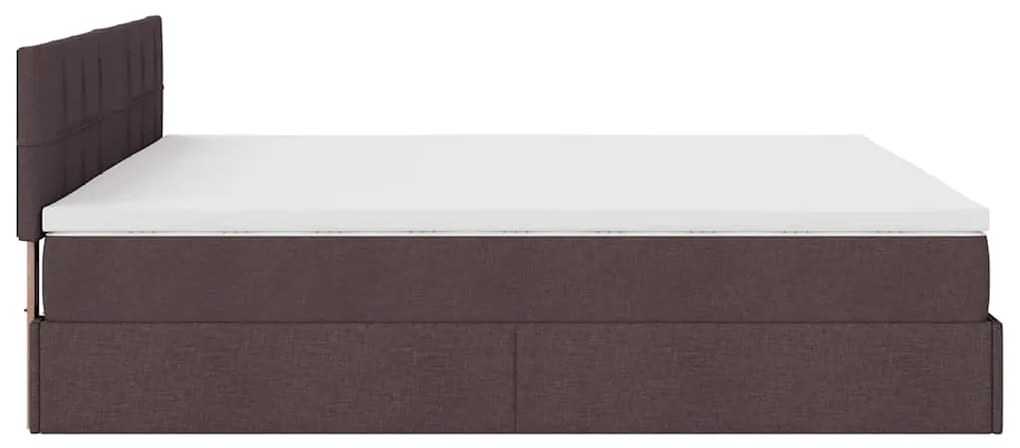 Cama Otomana com colchão&amp;LEDs 180x200cm tecido castanho-escuro
