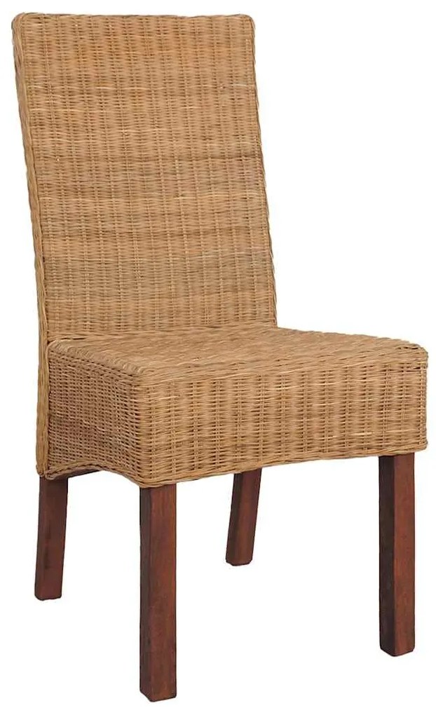 Cadeiras de jantar 2 pcs vime genuíno castanho
