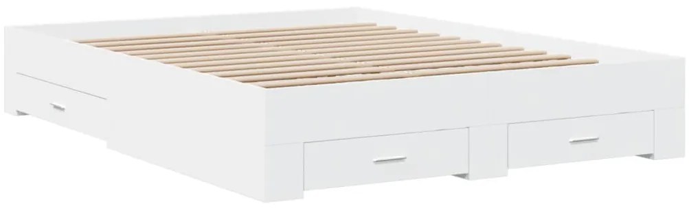 Estrutura de cama c/ gavetas 140x200cm derivados madeira branco
