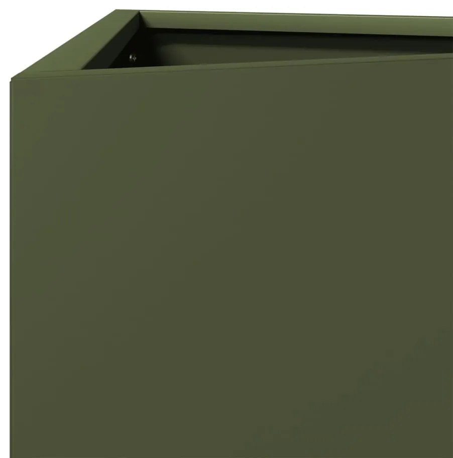 Vaso/floreira jardim triangular 40x34,5x70cm aço verde-azeitona