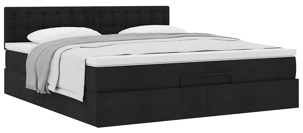 Estrutura de cama otomana com colchão 180x200 cm tecido preto