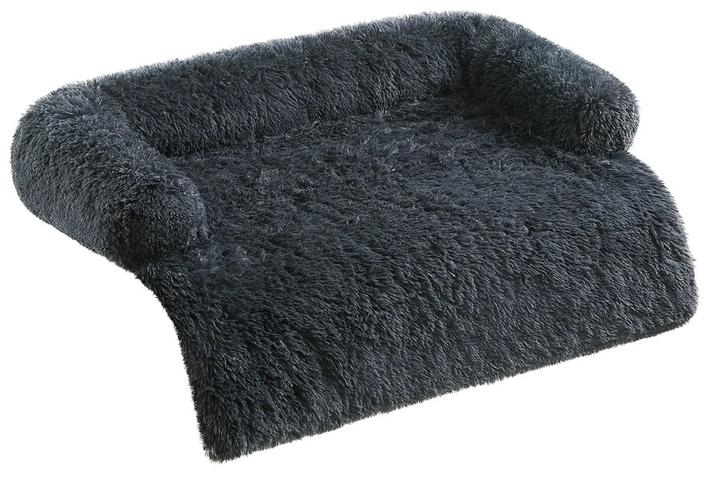 Cama para cães sofá XXL de pelúcia 122 x 95 x 18 cm cinzento escuro