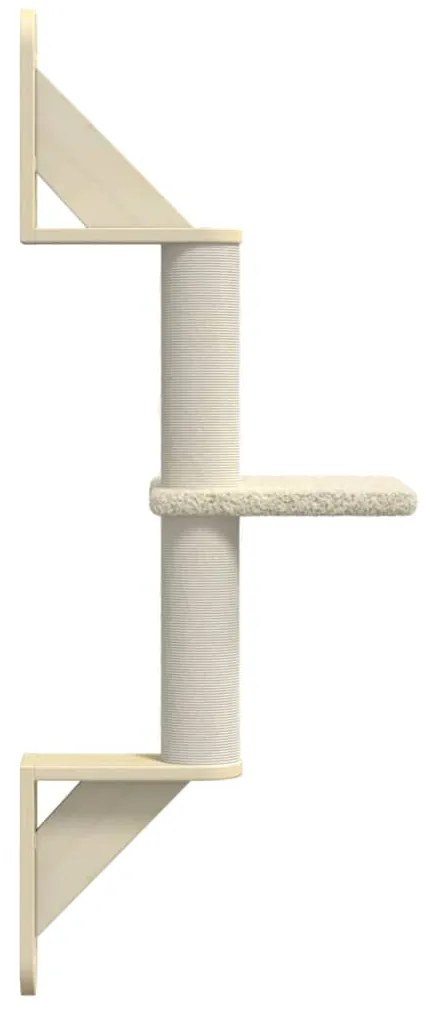 Árvore de parede para gatos c/ poste arranhador 85,5 cm creme