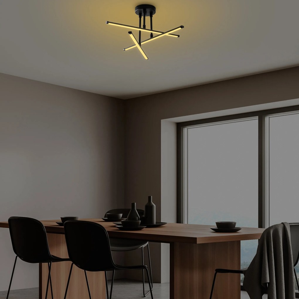 Candeeiro de Teto Ledflower – Preto – 51x26x51 cm