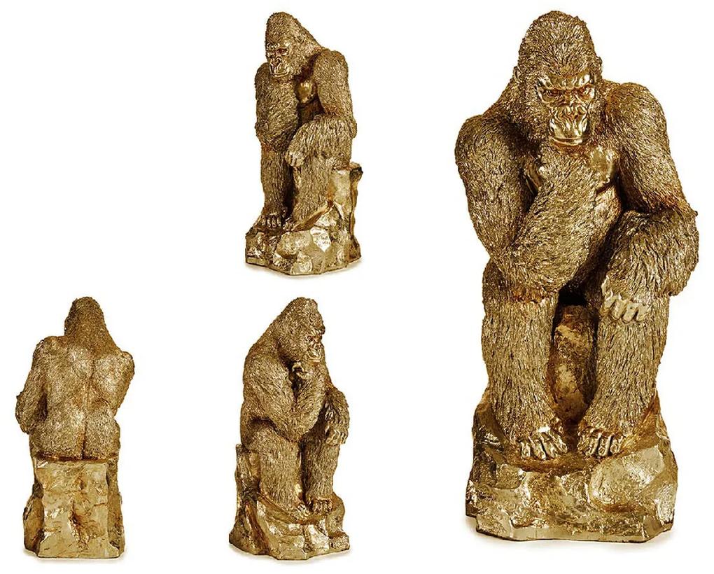Figura Decorativa Gorila Dourado Resina (20,5 x 47 x 23,5 cm)