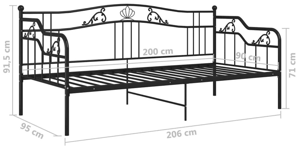 Sofá-cama 90x200 cm metal preto