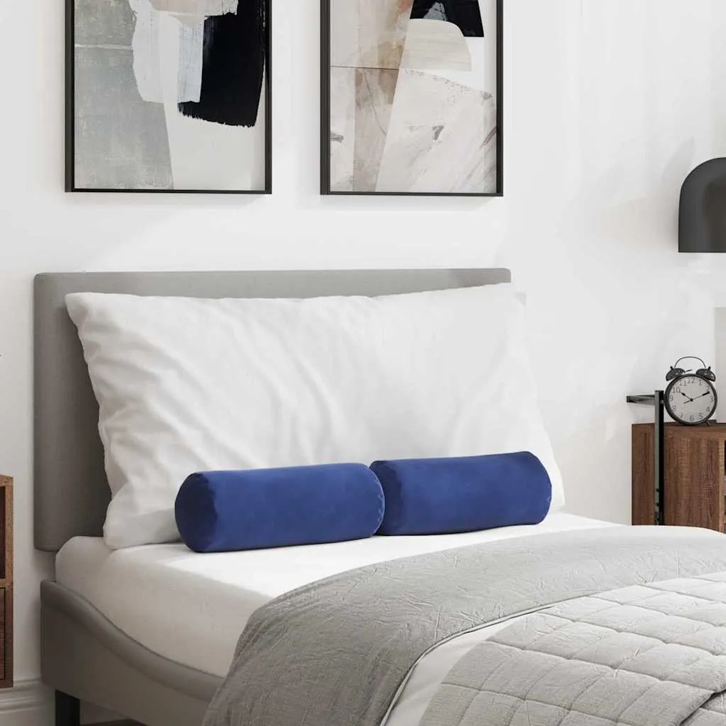 vidaXL Almofadas de Apoio 2 pcs Azul Polícia Ø 15 x 40 cm