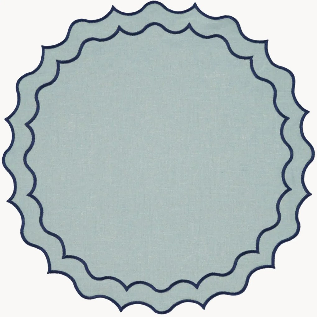 Individual de mesa redondo com bordado Navy