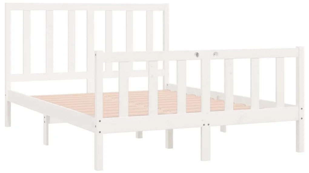 Estrutura de cama dupla pequena 120x190cm madeira maciça branco