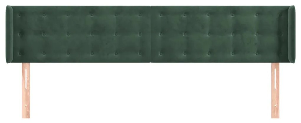 Cabeceira de cama c/ abas veludo 203x16x78/88cm verde-escuro