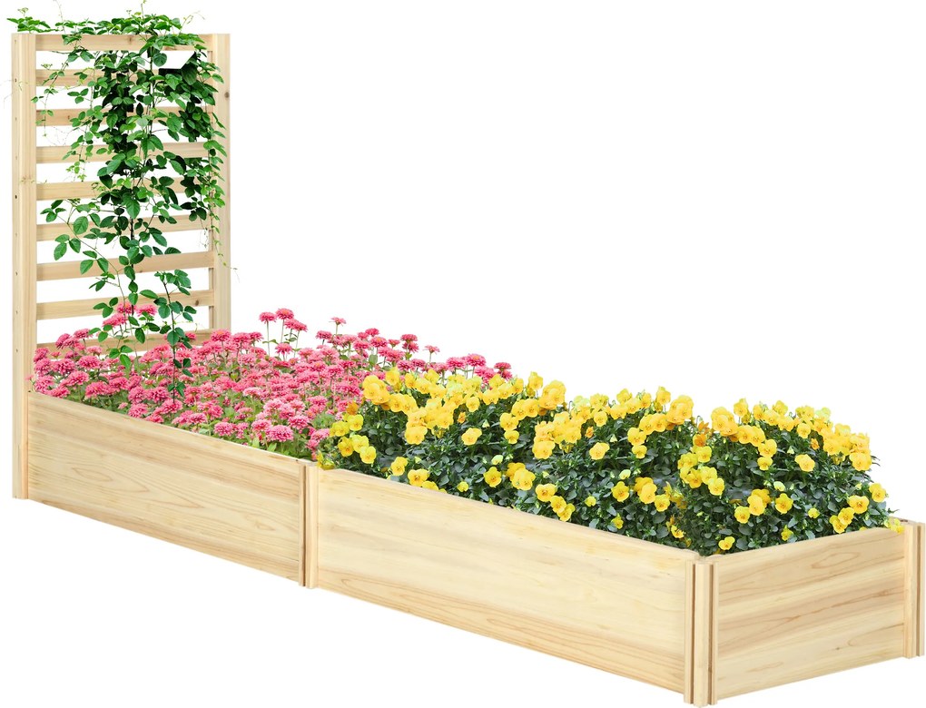 Floreira de Madeira com Treliça para Plantas Trepadeiras e 2 Caixas de Cultivo para Pátio Varanda 230x60x110 cm Madeira