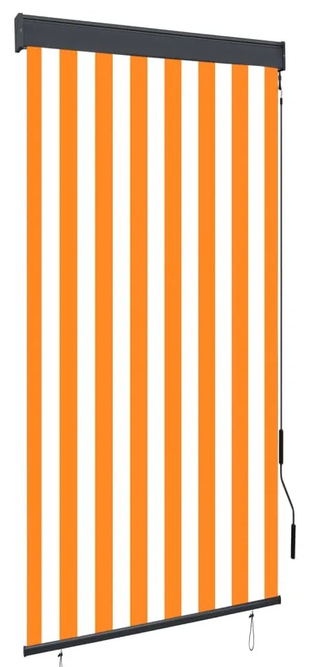 vidaXL Estore de rolo para exterior 80x250 cm branco e laranja
