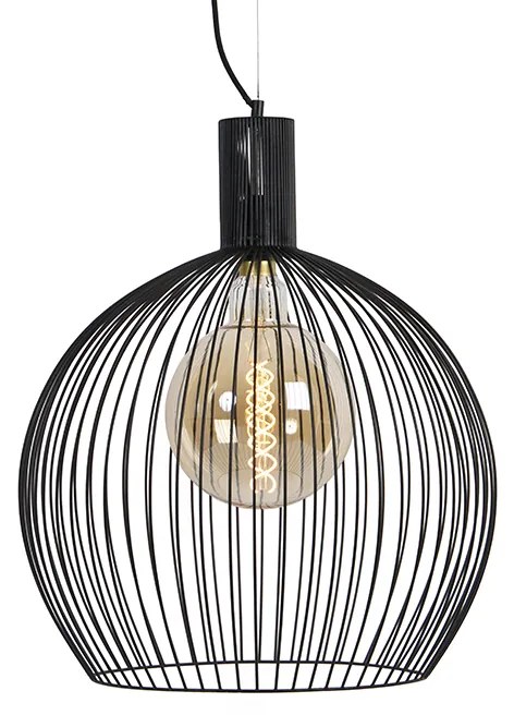 Candeeiro de suspensão redondo design preto 50 cm - Dos Moderno