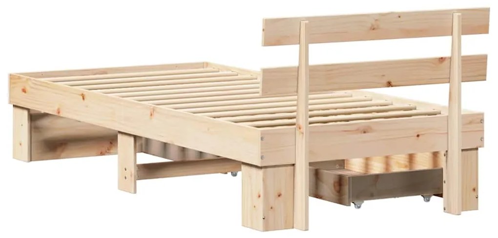 Estrutura da Cama Castanho 90 x 190 cm Madeira de Pinheiro
