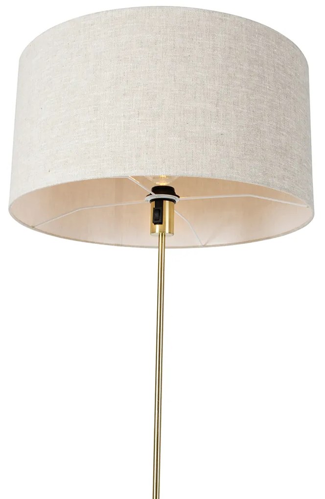 Candeeiro de pé ajustável dourado com cúpula cinzenta clara 50 cm - Parte Design