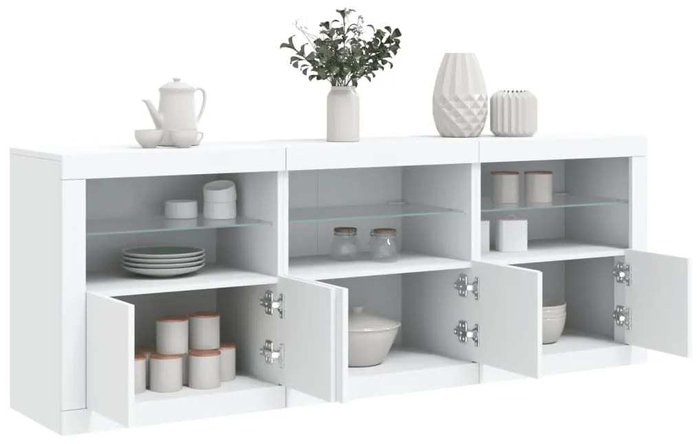 Aparador com luzes LED 181,5x37x67 cm branco