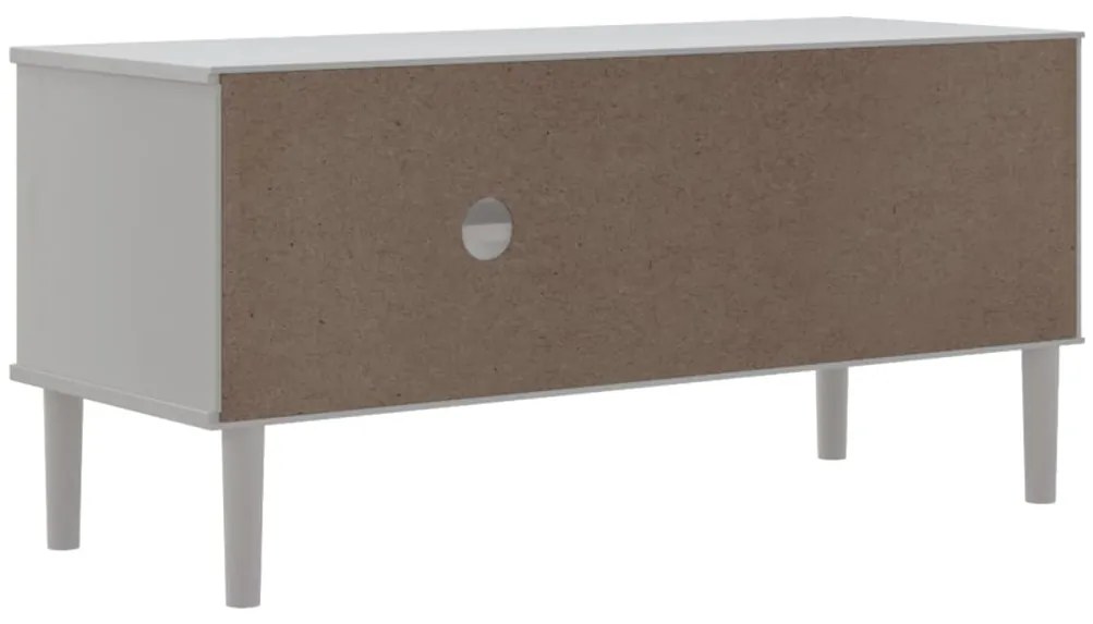 Móvel de TV SENJA aspeto vime 106x40x49 cm pinho maciço branco