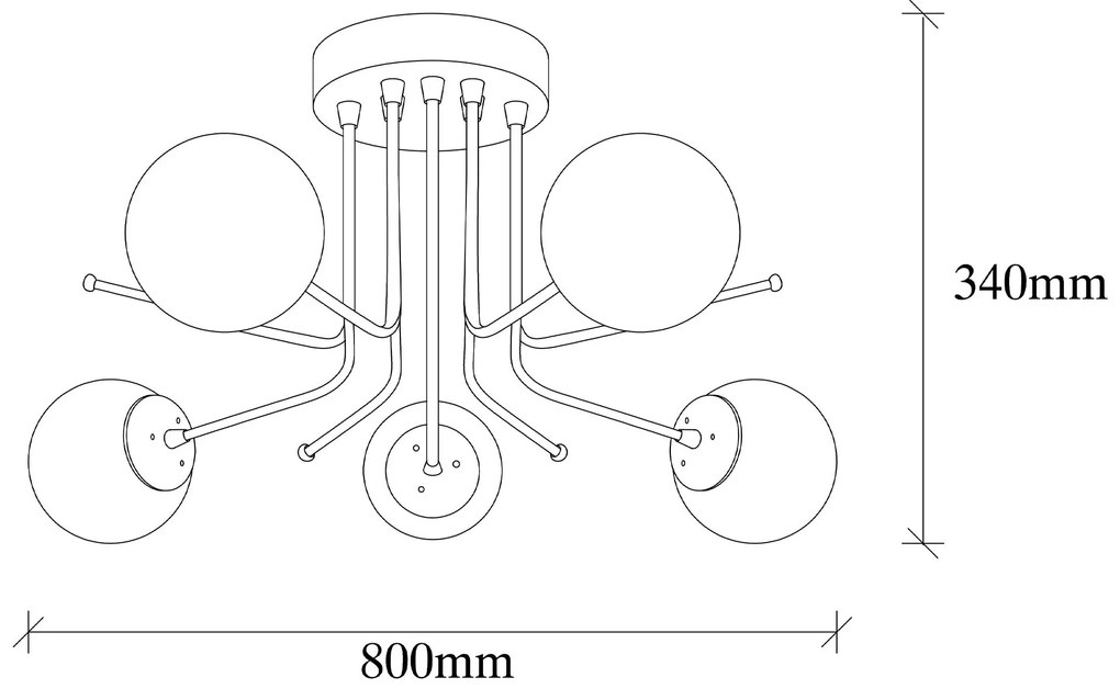 Candeeiro de Teto Daisy – Preto – Diâmetro 80 cm, Altura 34 cm