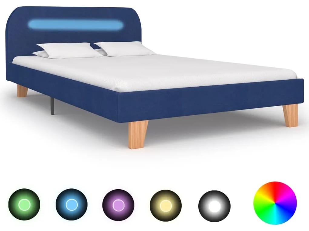 Estrutura de cama com LED em tecido 120x200 cm azul