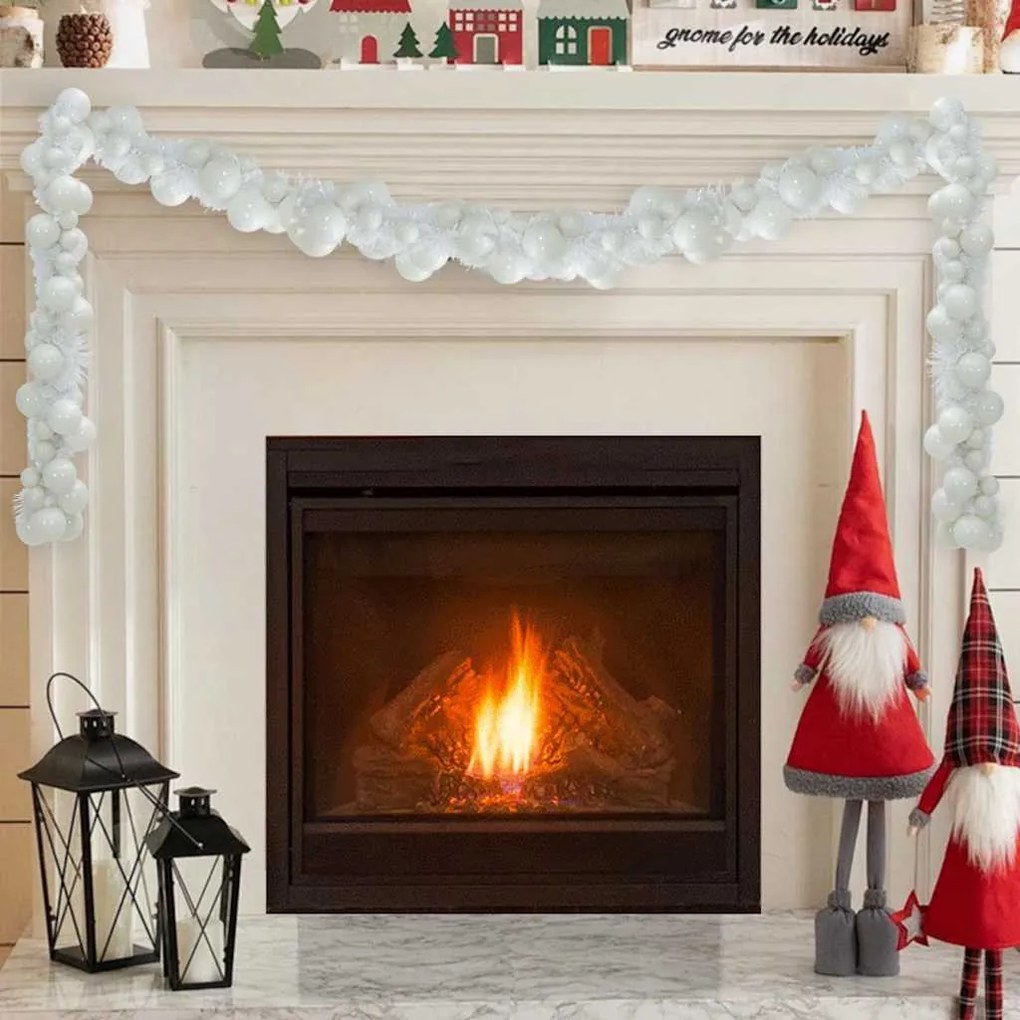 vidaXL Guirlanda de Bolas de Natal Branco 186 cm Poliestireno