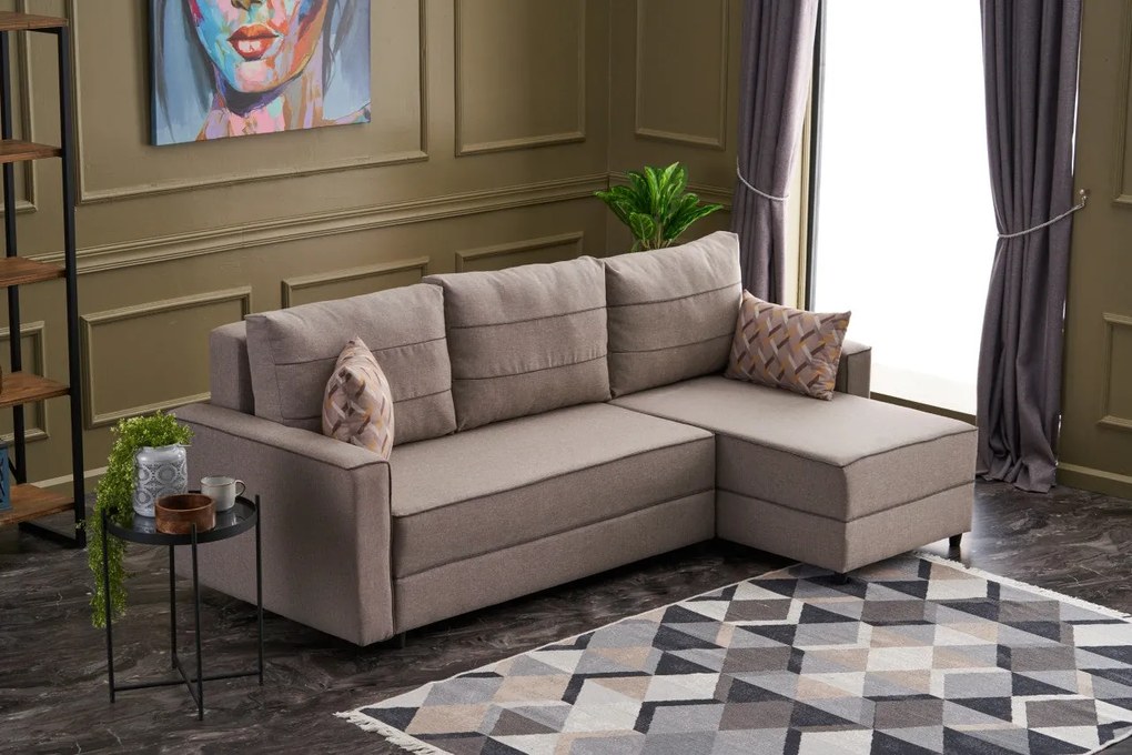 Sofá-cama de Canto Ece – Creme – 242 x 88 x 90 cm