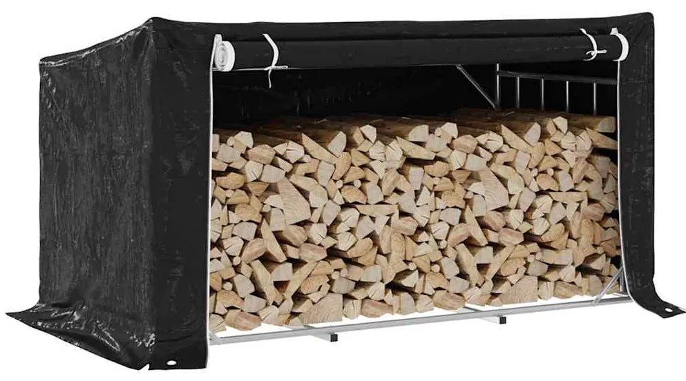 vidaXL Rack de lenha tampa chuva 200,5x100,5x110,5 cm aço galvanizado