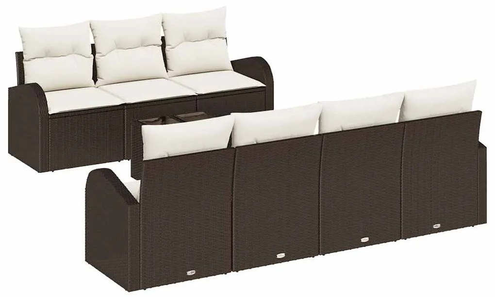 Conjunto de Sofás de Jardim de 8 Peças com Almofadas Marrom Rattan Pol