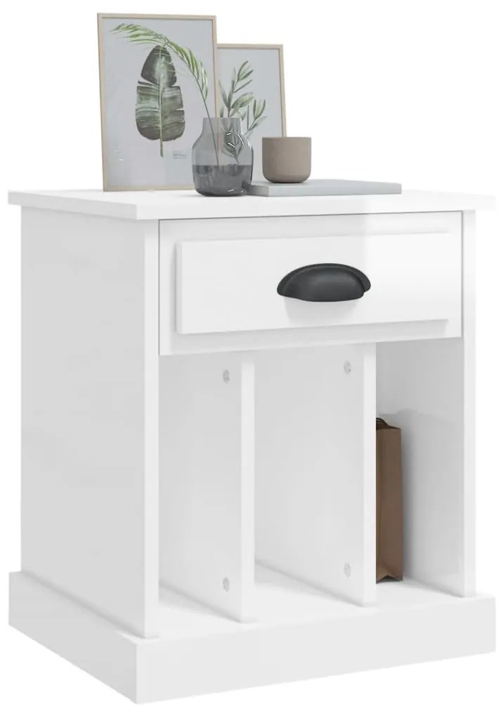 Mesa de cabeceira 43x36x50 cm branco brilhante