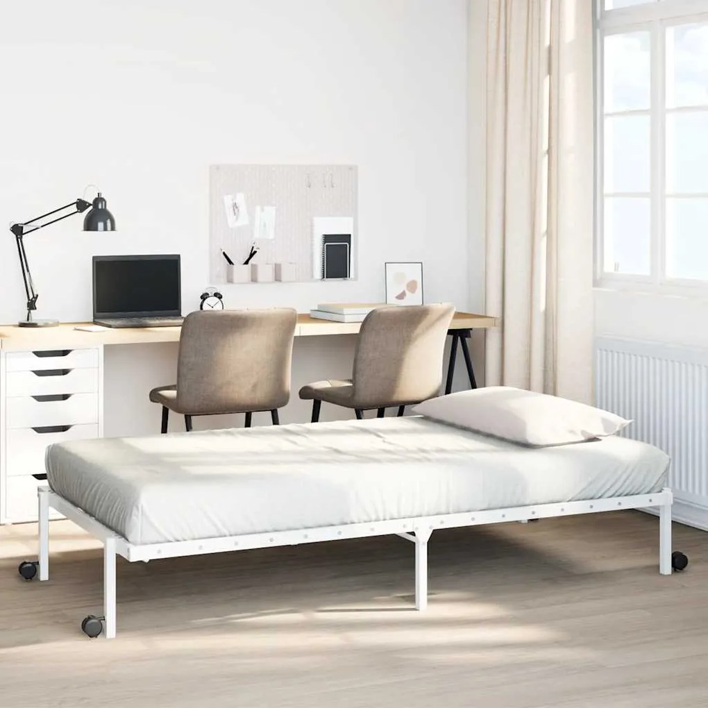 Estrutura de cama sem colchão Dobrável 100x190 cm aço branco