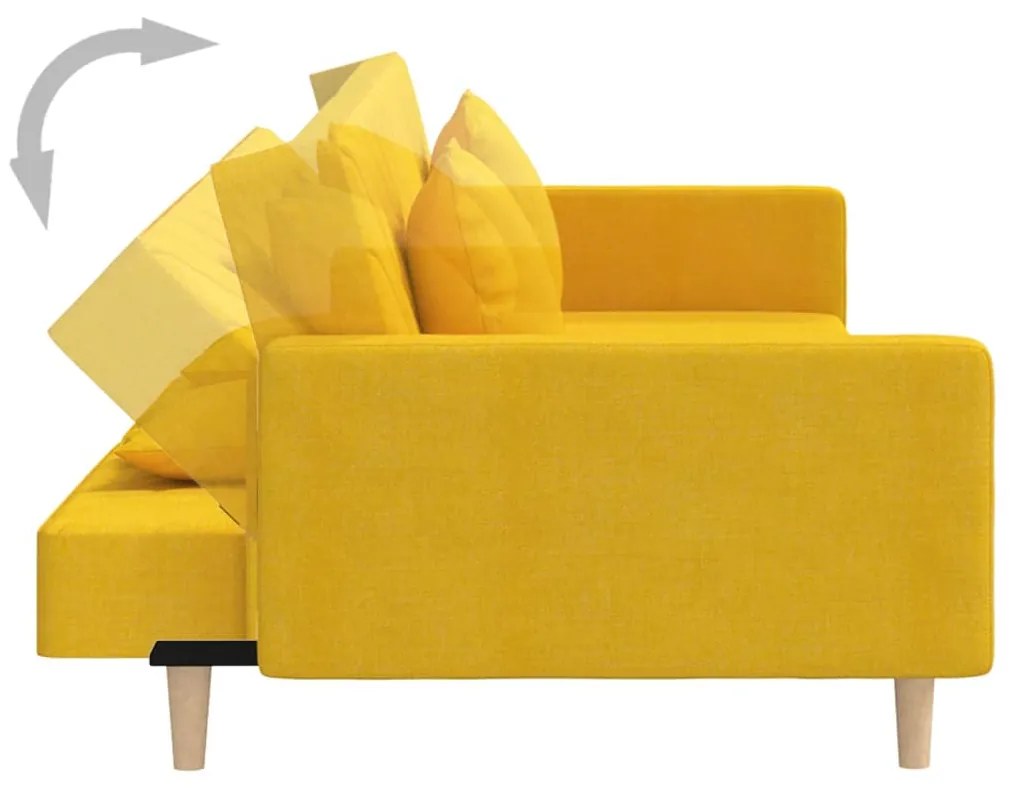 Sofá-cama 2 lugares com duas almofadas tecido amarelo