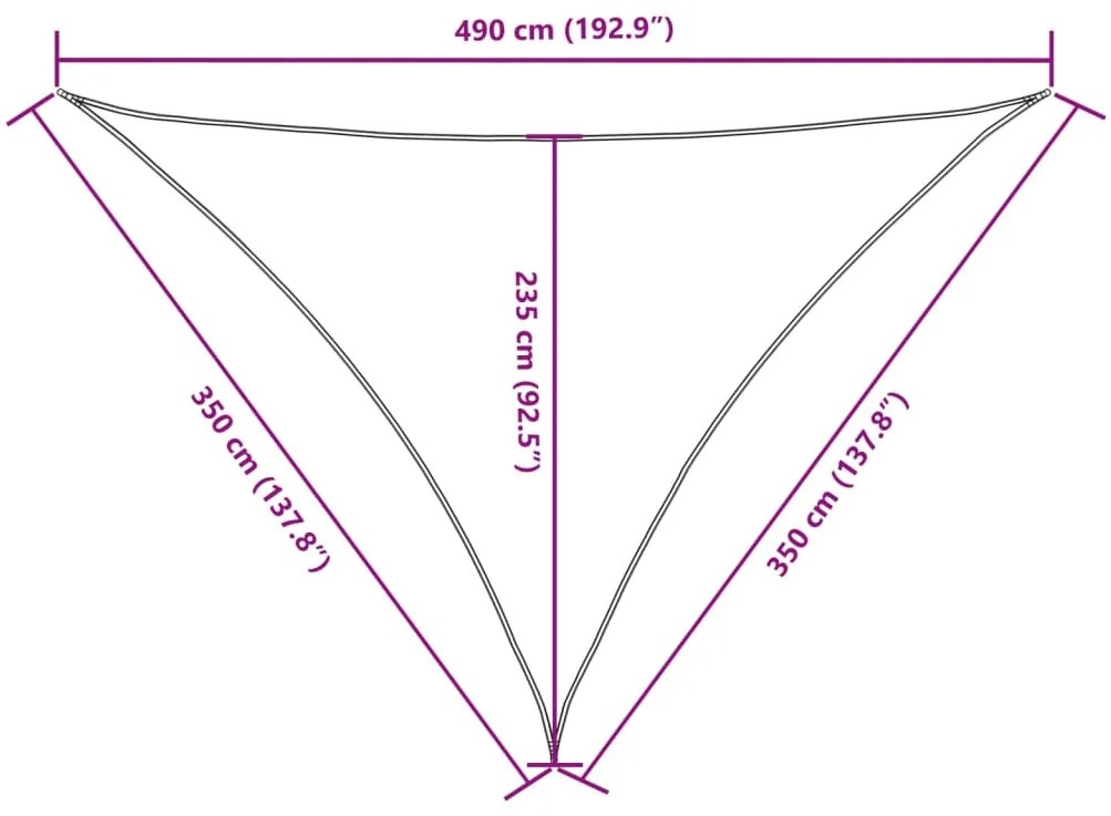 Para-sol vela tecido oxford triangular 3,5x3,5x4,9 m laranja