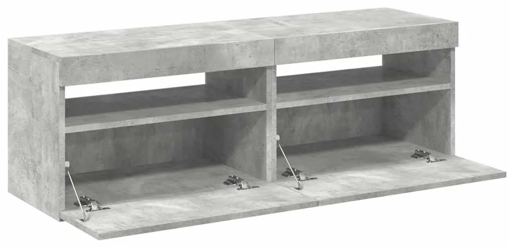 Móveis de TV com luzes LED 2 pcs 60x35x40 cm cinzento cimento