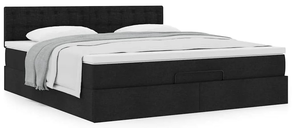 Estrutura de cama otomana com colchão 160x200 cm tecido preto