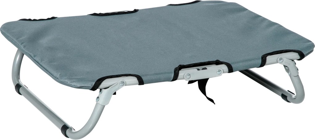 PawHut Cama Elevada Dobrável para Cães, Cama para Cães Pequenos, Revestimento Refrescante com Estrutura de Aço, Cama para Exterior/Camping, 59 x 46 x 15 cm, Cinza | Aosom Portugal