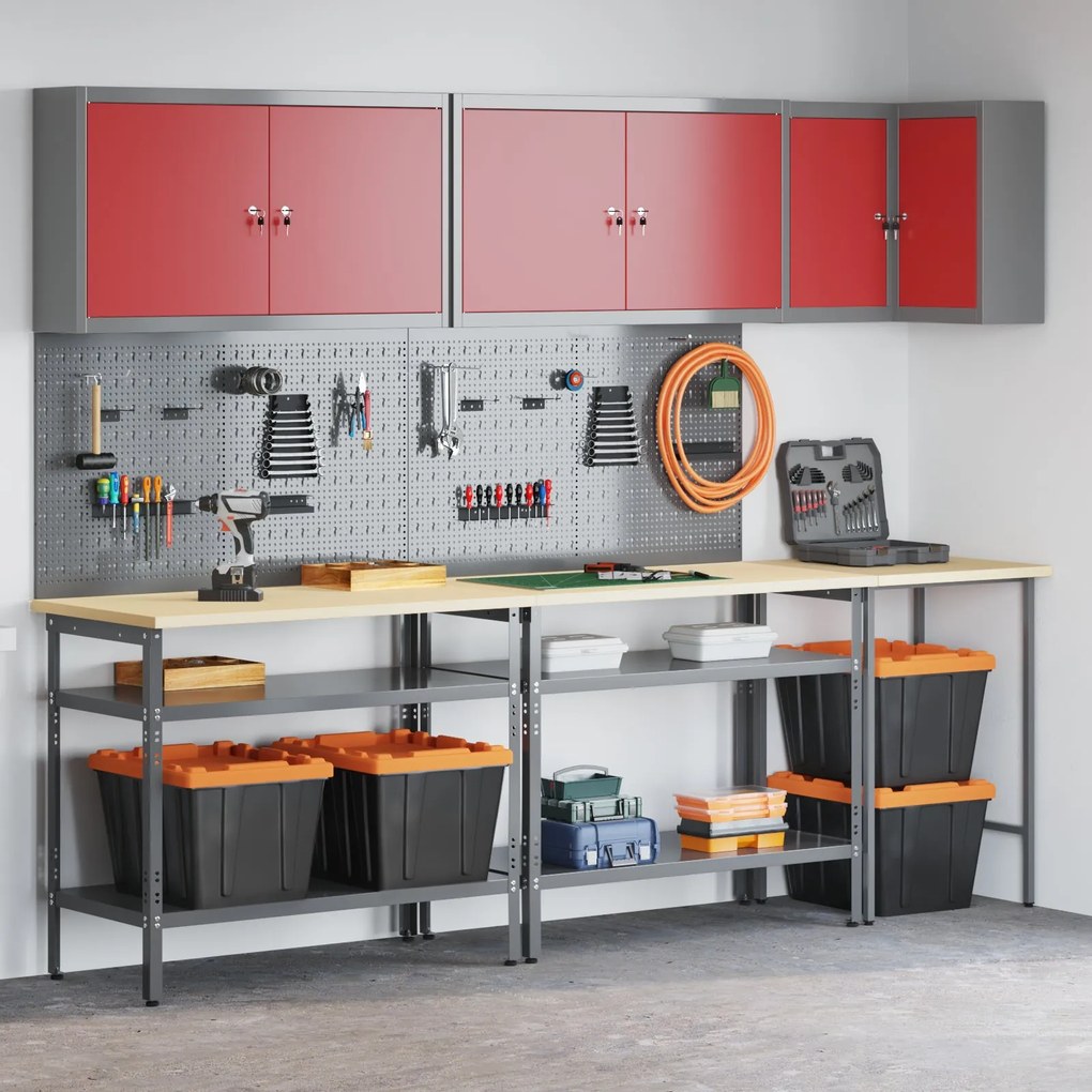 Conjunto de Mesa para Armazenar Ferramentas de 10 Peças vidaXL Vermelh