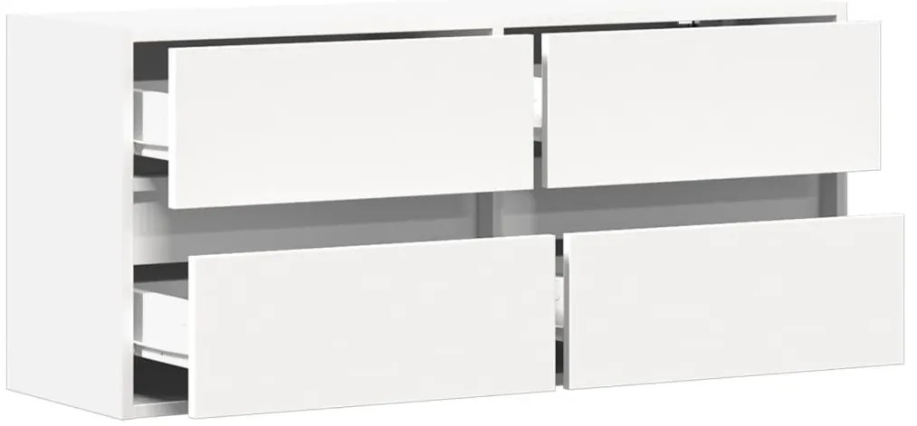 Móvel de parede para TV com luzes LED 100x31x45 cm branco