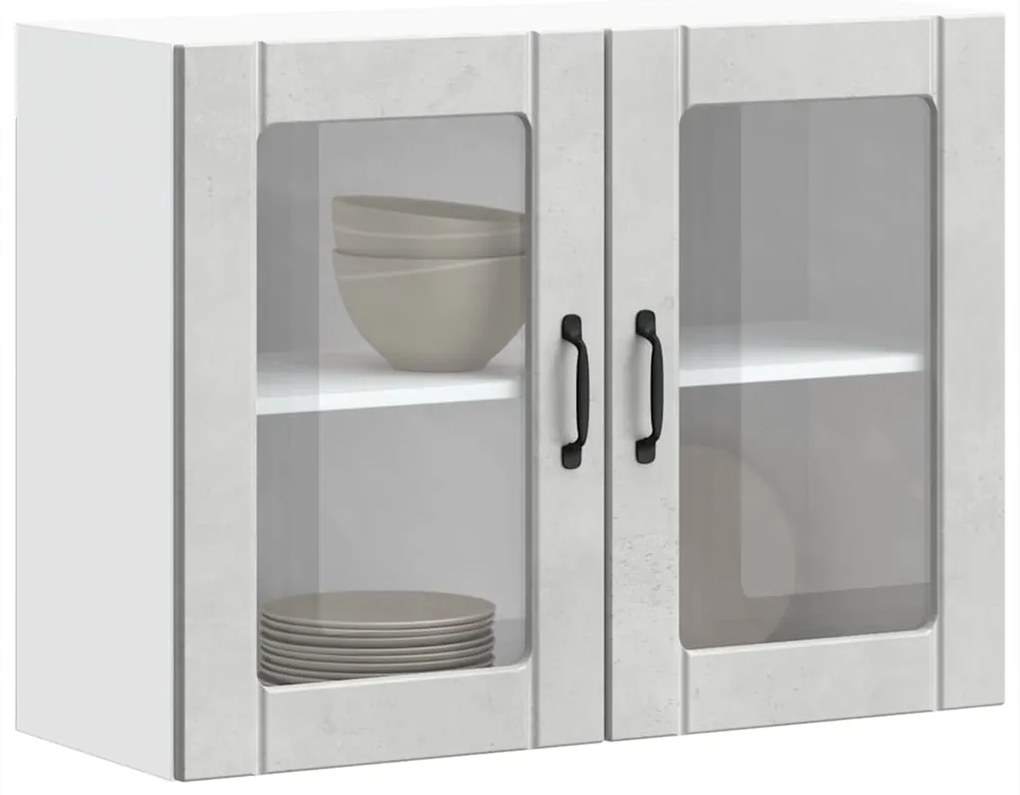 Armário de parede de cozinha porta vidro Lucca cinza cimento