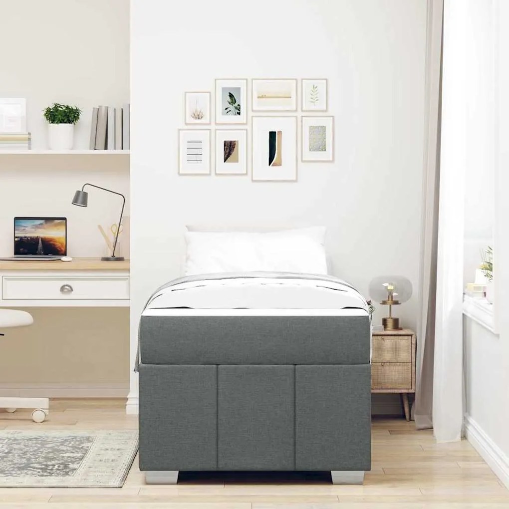Estrutura da Cama Cinzento escuro 120 x 190 cm tecido