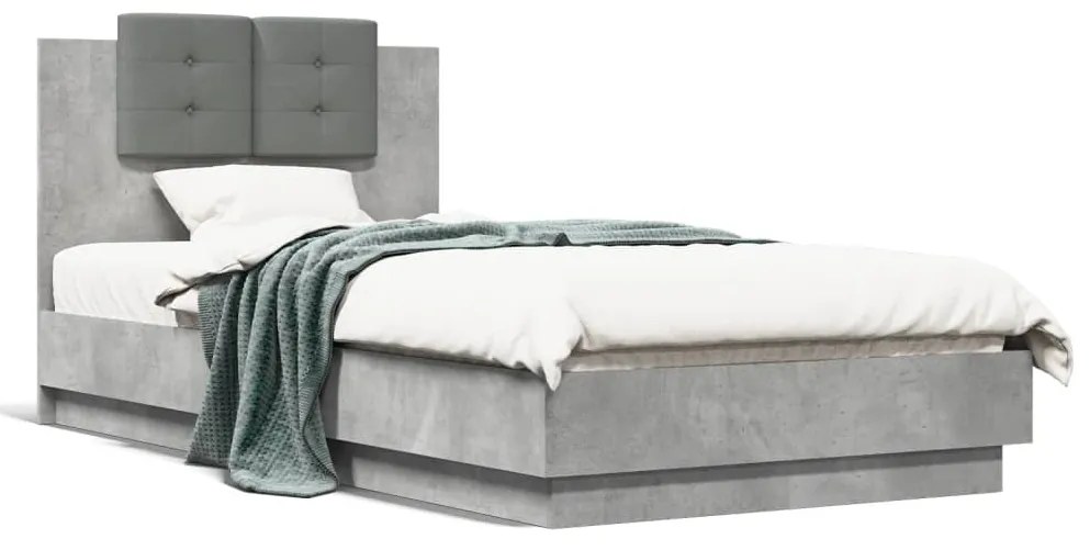 vidaXL Estrutura de cama c/ cabeceira deriv. madeira cinzento cimento